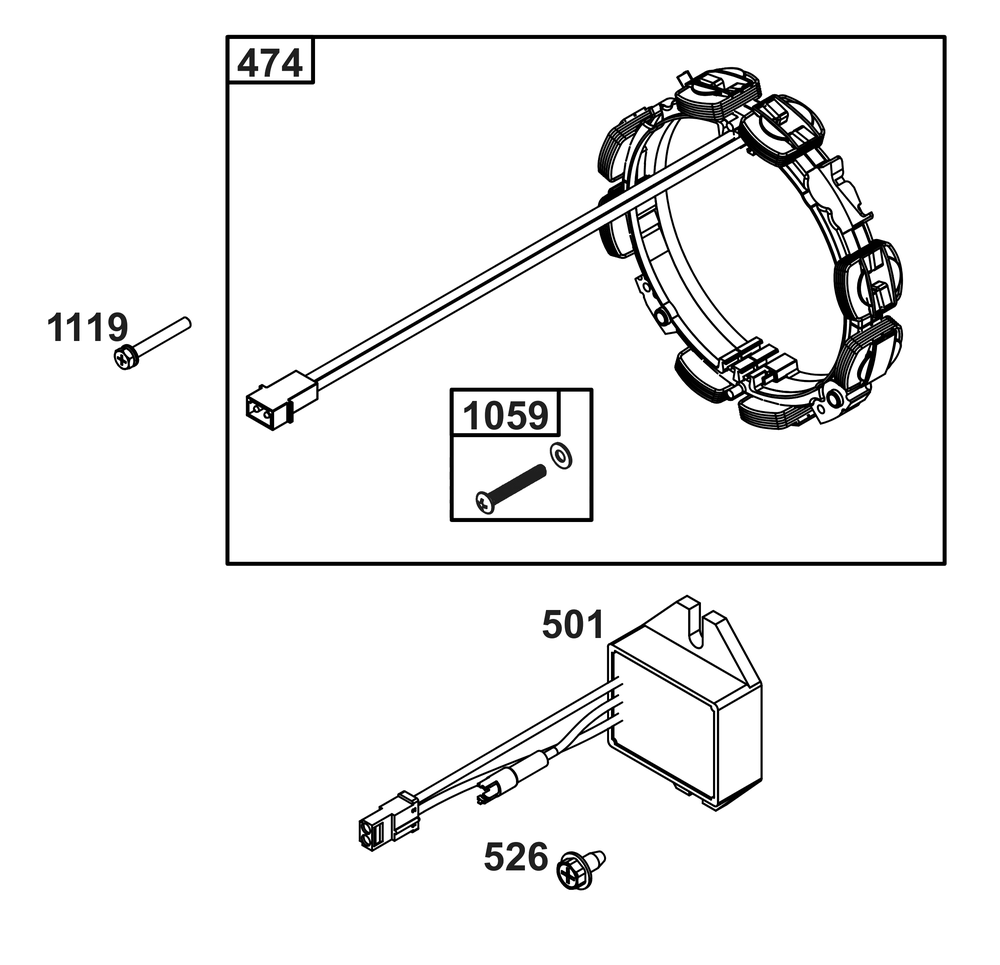 Alternator Group Diagram and Parts List for 385777-0355-B5 200000 - 399999 Briggs and Stratton Engine